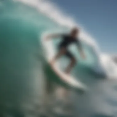 A surfer catching a wave in Oaxaca