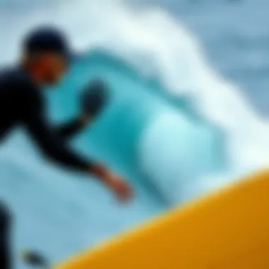 Adrenaline at the Surfing Competition A dynamic scene capturing the thrill of a big wave surf competition