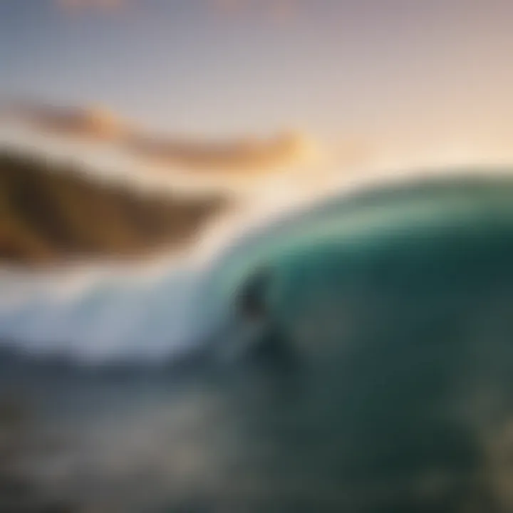 A close-up of a surfer preparing for a wave at Sunset Point.