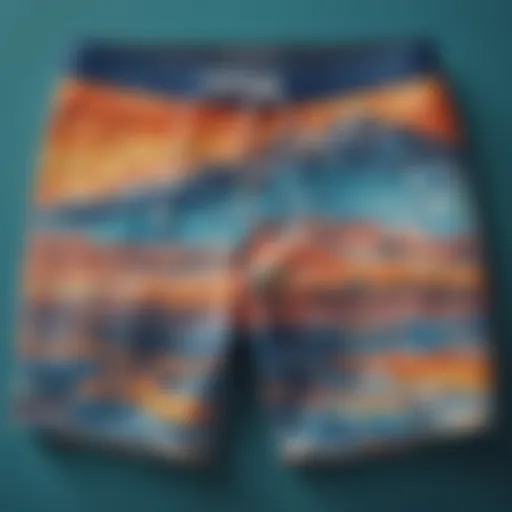 Vibrant board shorts showcasing unique patterns and colors