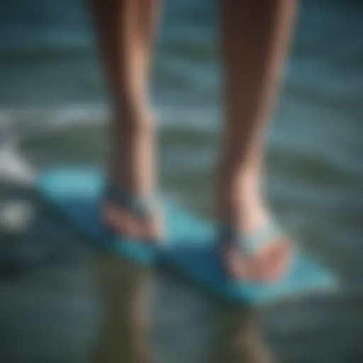 Close-up of swim feet flippers showcasing their design features