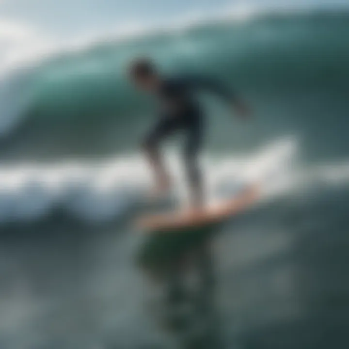 Surfer demonstrating the effectiveness of flippers in the water