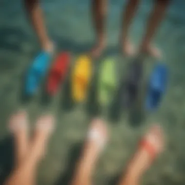 Diverse Types of Swim Feet Flippers Comparison chart of various types of swim feet flippers