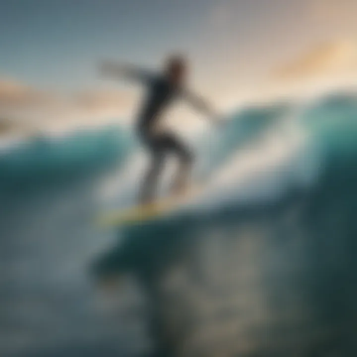 A surfer riding an air surf board on a vibrant wave, embodying the thrill of the sport.