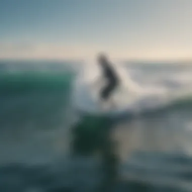 Electric Surfboard in Action Close-up of an electric surfboard with a hydrofoil cutting through the water