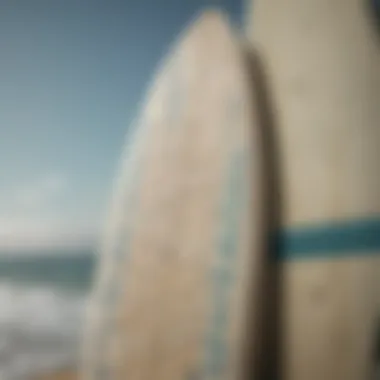 A close-up of surfboards adorned with messages advocating for ocean preservation