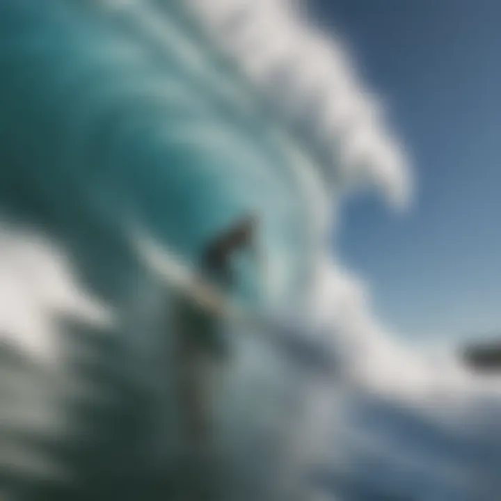 A surfer riding a wave that echoes the style of Japanese art, symbolizing the connection between ocean and creativity.