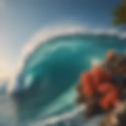 Stunning wave breaking over a coral reef in the Maldives