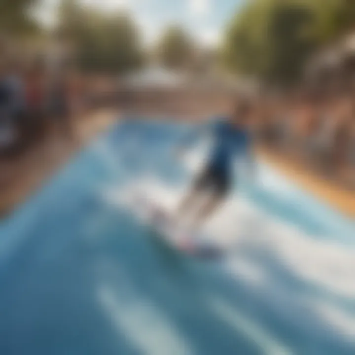 A vibrant flowrider community event with enthusiasts enjoying the ride.