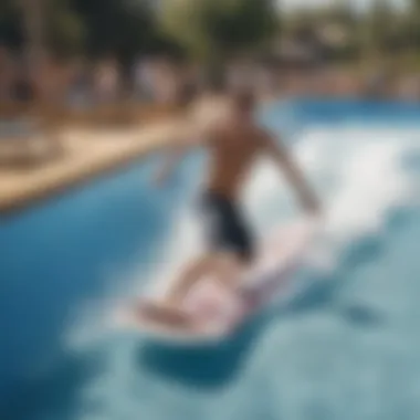 Captivating Flowrider Installation A stunning flowrider installation at a water park showcasing its wave features.
