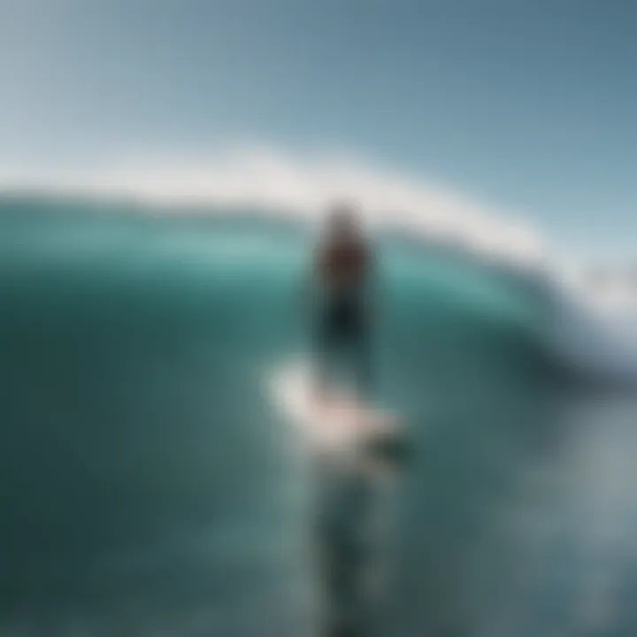 A surfer observing changes in ocean conditions due to climate change