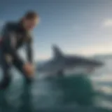 Marine biologist conducting shark research in the ocean