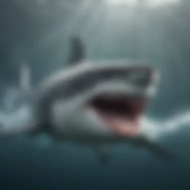 Graceful Movement of a Great White Shark Great white shark swimming gracefully in the ocean