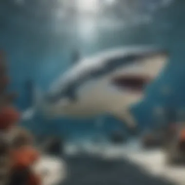 Underwater scene depicting the habitat of great white sharks