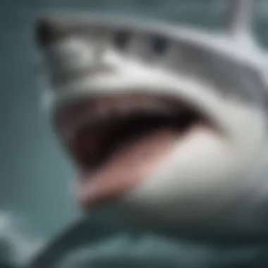 Close-up of a great white shark revealing its unique physiological features