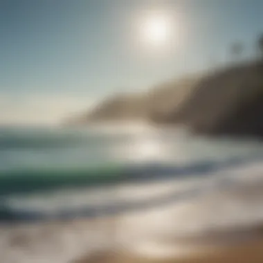 Tranquil Ocean View A tranquil ocean view with soft waves and distant surfers.