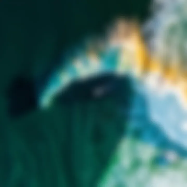 An aerial shot capturing the unique shape and dynamics of The Wedge.