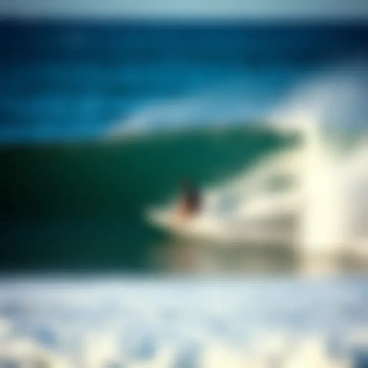 A surfer expertly navigating the challenging waves at The Wedge.