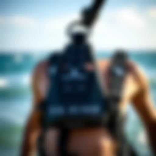 Close-up of Da Kine windsurf harness showcasing its intricate design