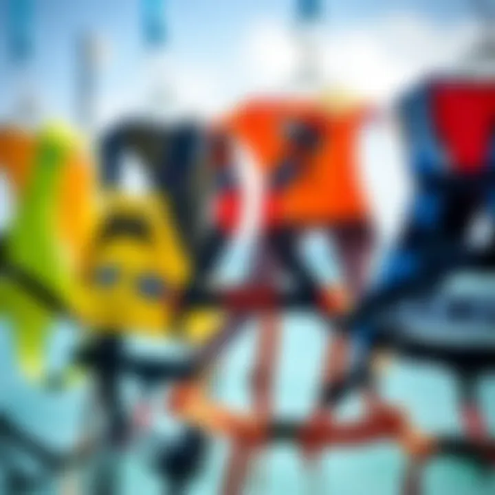 Variety of Windsurf Harness Types Different types of windsurf harnesses displayed side by side