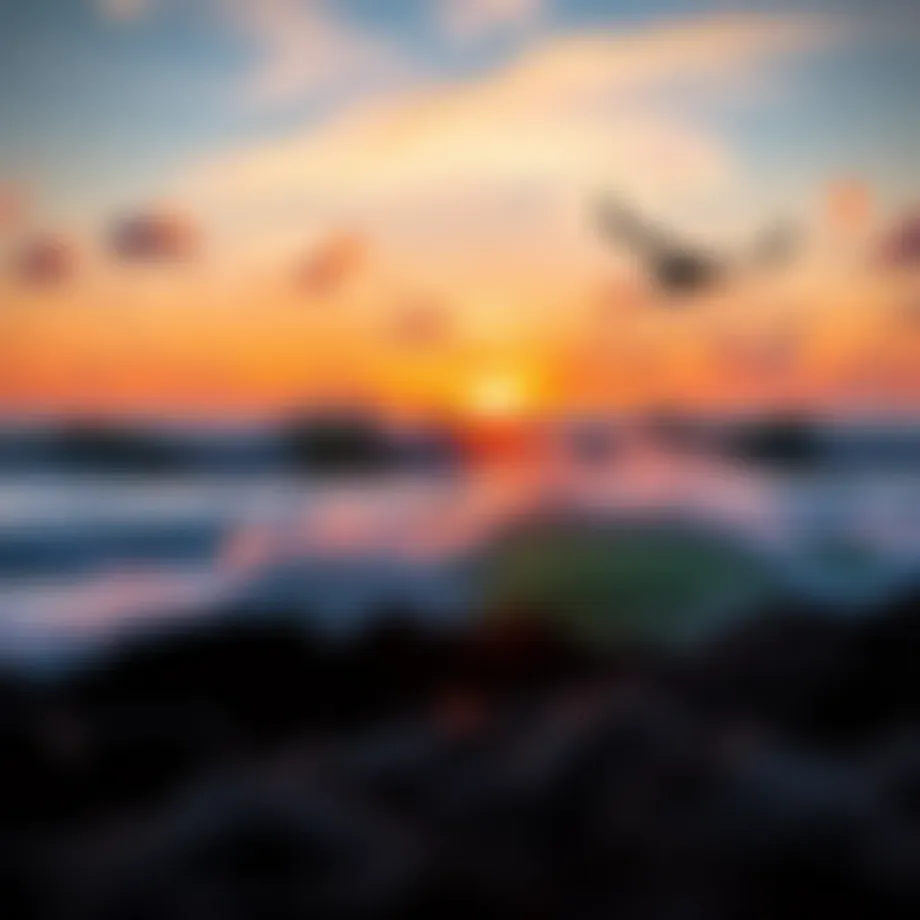 A breathtaking view of Pipeline surf break during a sunset