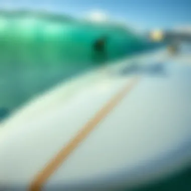 Close-up of a surfboard designed for pipeline surfing