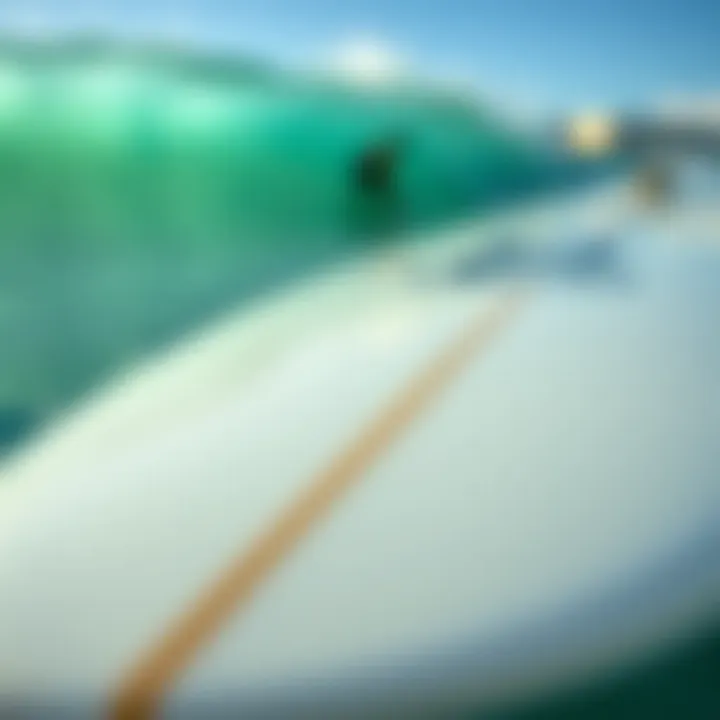 Close-up of a surfboard designed for pipeline surfing