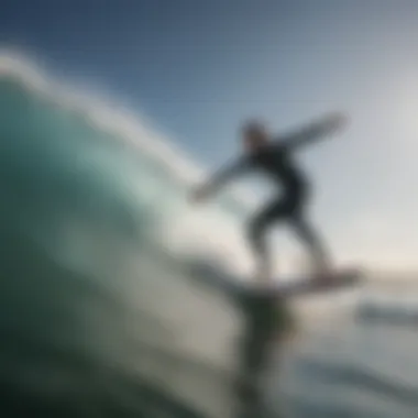 Surfer in Action: Navigating Waves Surfer expertly navigating a wave with optimal sail orientation