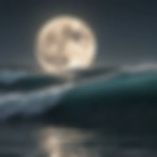 Full moon illuminating ocean waves