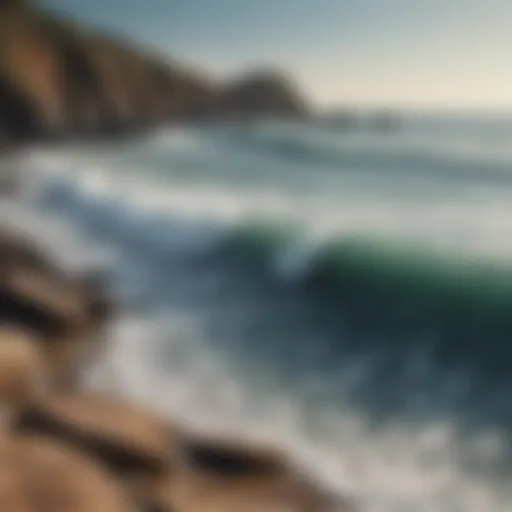 Surfers observing rocky shoreline