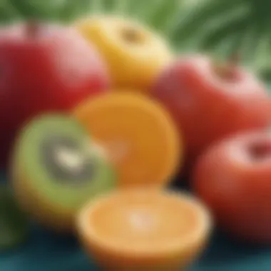 A close-up of fresh fruits rich in vitamins