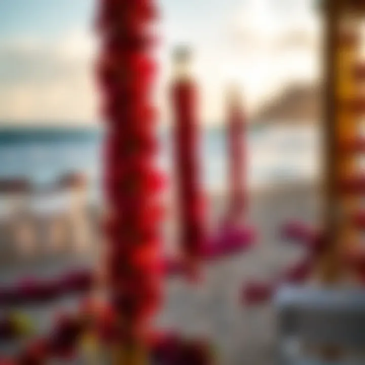 Ceremonial Setting with Leis A ceremonial setting adorned with leis, reflecting Hawaiian cultural practices.