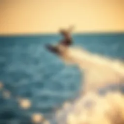 A wakeboarder performing a jump over the water