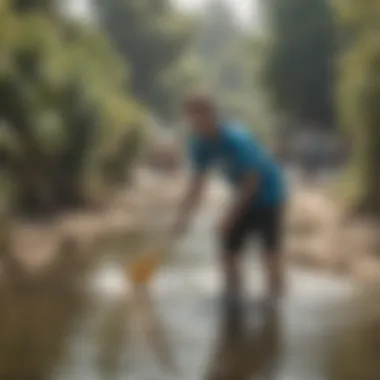 Community members participating in a water clean-up initiative