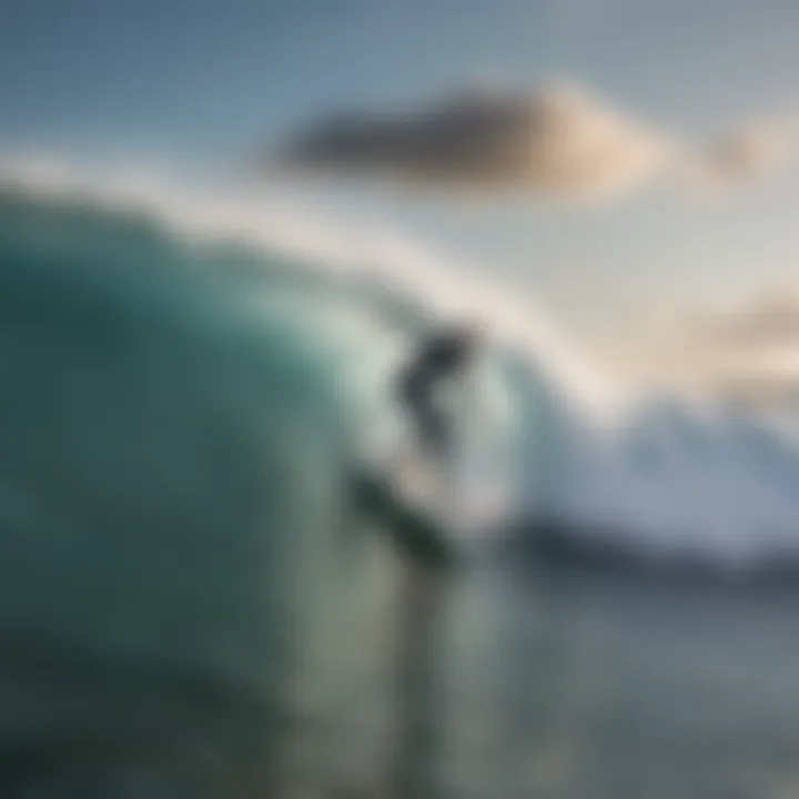 Surfer riding a wave with optimal wind conditions