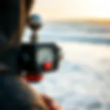 Anemometer measuring wind speed at a surf spot