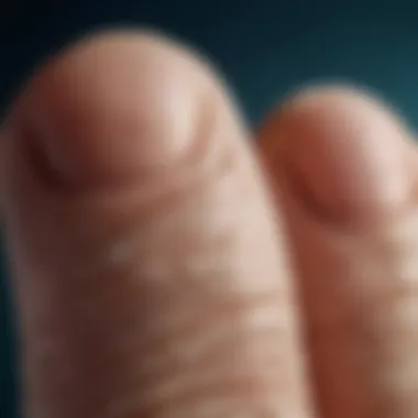 Physiological Changes in Fingertips Close-up image showcasing wrinkled fingertips after prolonged water exposure.