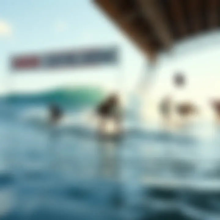 A Vans-sponsored surfing event with athletes riding the waves