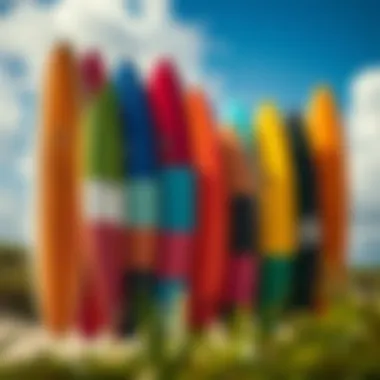 Collage of various formula fun surfboards highlighting different colors and shapes