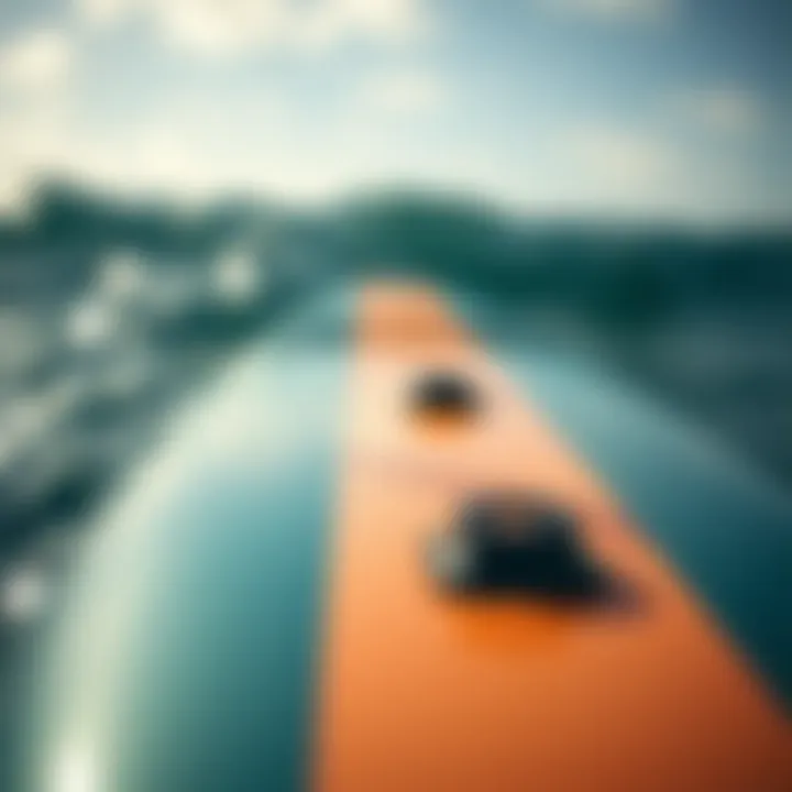 Detailed Features of Voltsurf Paddle Board Close-up of Voltsurf paddle board features and design