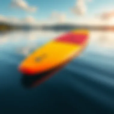 Voltsurf Paddle Board on Tranquil Waters Vibrant Voltsurf paddle board on a serene lake