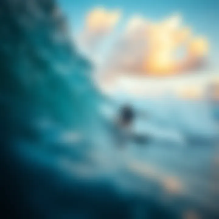 Close-up of a surfer riding a wave at Waikiki