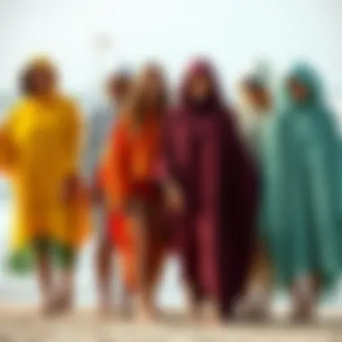 Variety in Surf Poncho Styles Diverse styles of surf ponchos displayed side by side