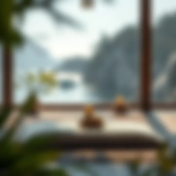 Meditation cushion set in a tranquil setting