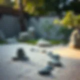 Serene Zen garden with raked sand and stones