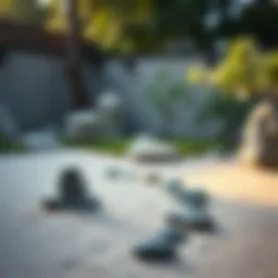 Serene Zen garden with raked sand and stones