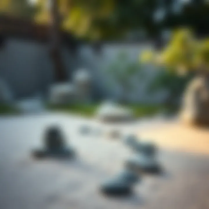 Serene Zen garden with raked sand and stones